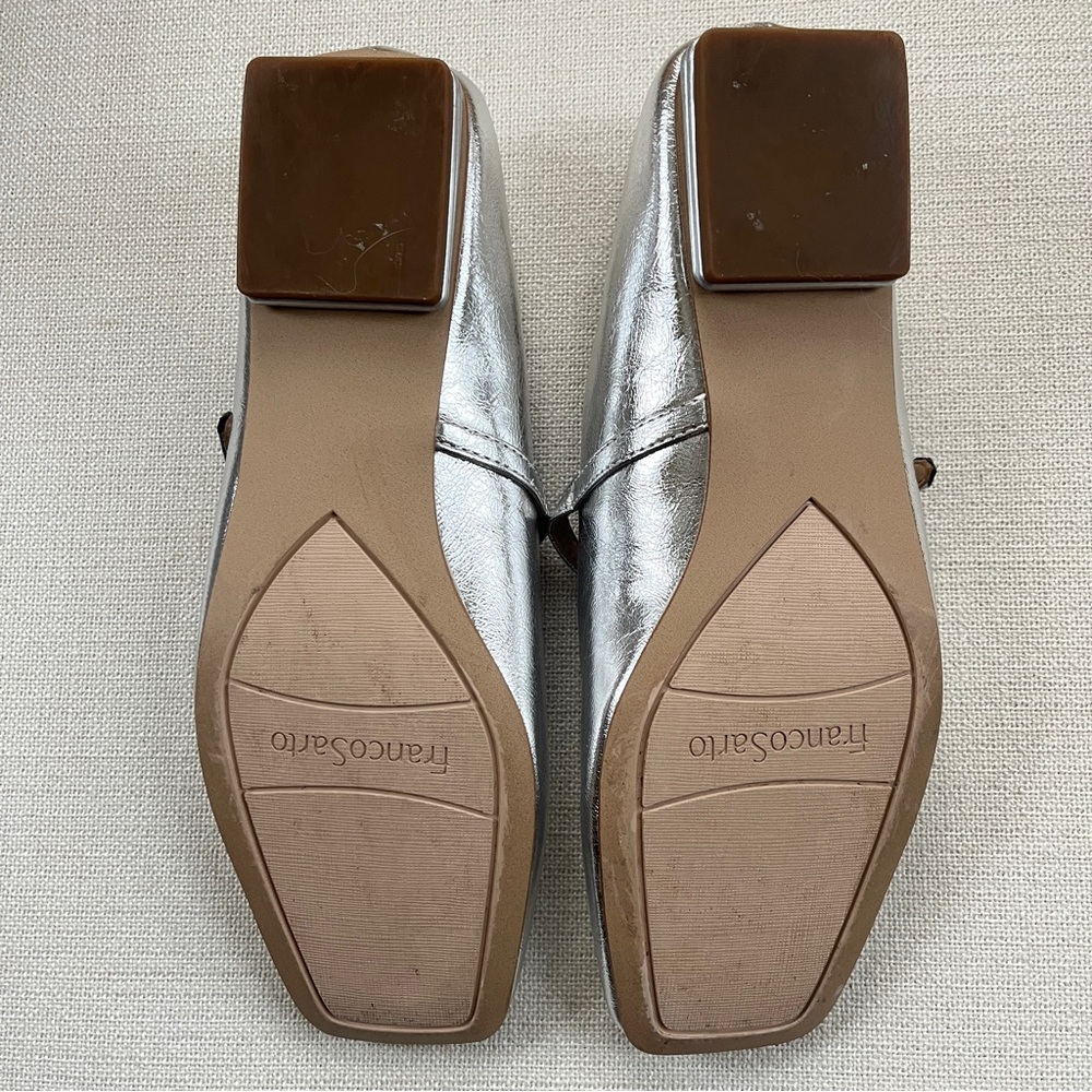 Franco Sarto Tinsley Square Toe Silver Mary Jane Flats Sz 7 - Picture 11 of 11
